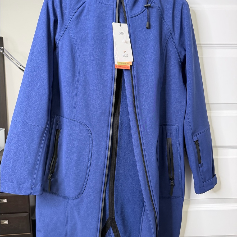 Marks & Spencer Royal Blue Hooded Softshell Trench Coat